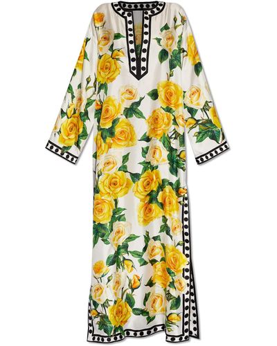Dolce & Gabbana Silk Dress, - Yellow