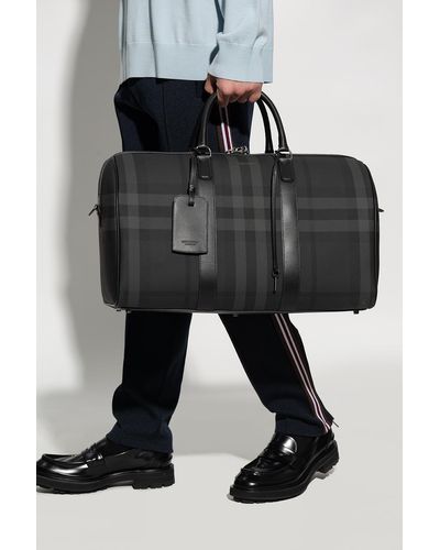 Burberry Checked Duffel Bag - Black