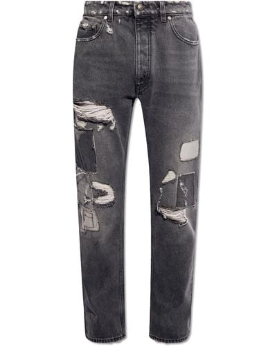 Palm Angels Jeans With Logo, - Grey