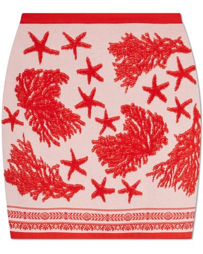 Versace Skirt With `Barocco Sea` Motif - Red