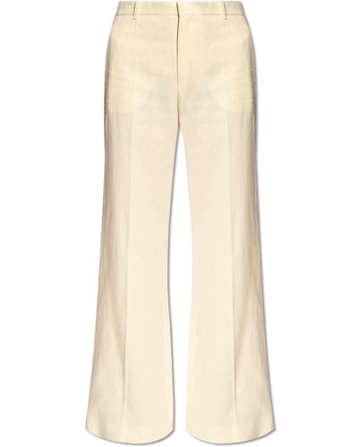 Chloé Linen Pleat-front Trousers, - White