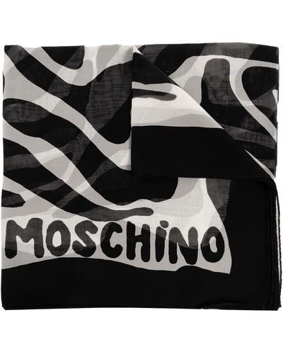 Moschino Silk Scarf, - Black