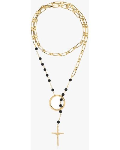 Dolce & Gabbana Sphere & Cross Pendant Long Necklace - Metallic
