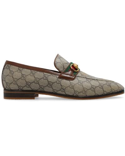 Gucci Monogrammed Loafers, - Brown