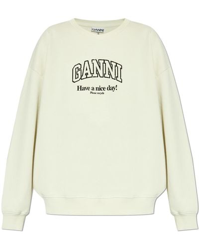 Ganni Sweatshirt With Logo, - White