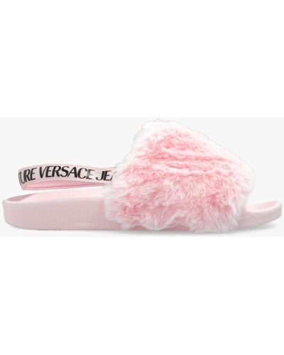 Versace Faux Fur Slides - Pink