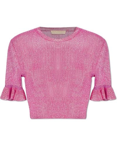 Ulla Johnson 'patti' Top With Lurex Yarn, - Pink