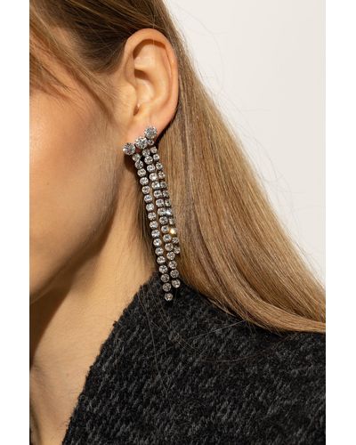 Isabel Marant Asymmetric Crystal Earrings, - Black