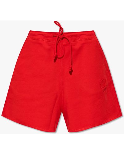 Ganni Shorts With Logo - Red