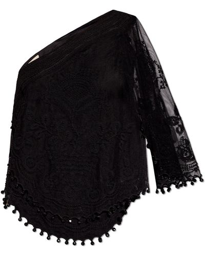 Isabel Marant 'victorine' Lace One-shoulder Top, - Black