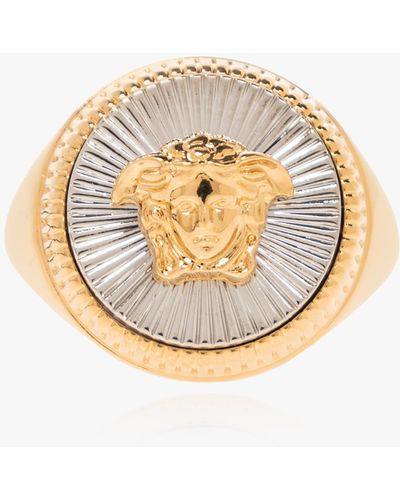 Versace Gold Ring With Medusa Face - Metallic