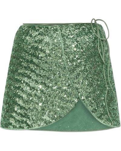 Oséree Sequin Skirt, - Green
