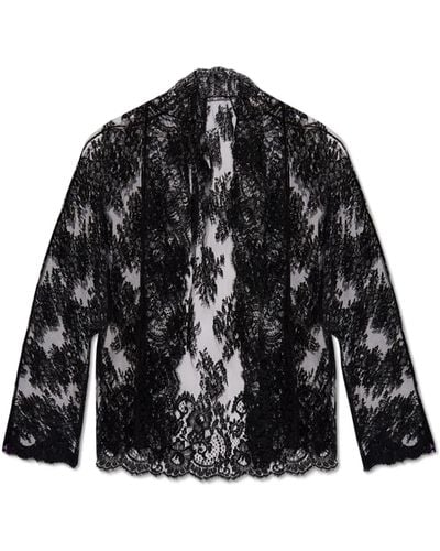 Dolce & Gabbana Lace Kimono Shirt, - Black