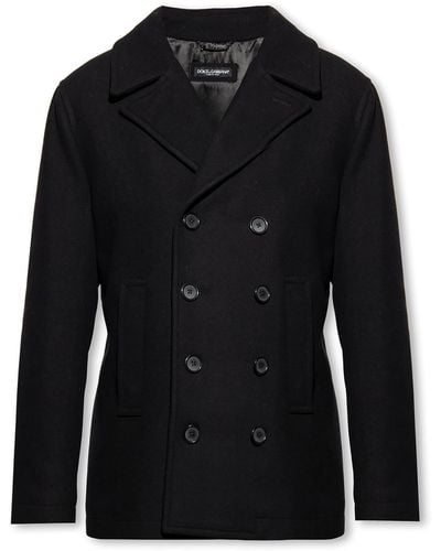 Dolce & Gabbana Cropped Double-Breasted Coat - Black
