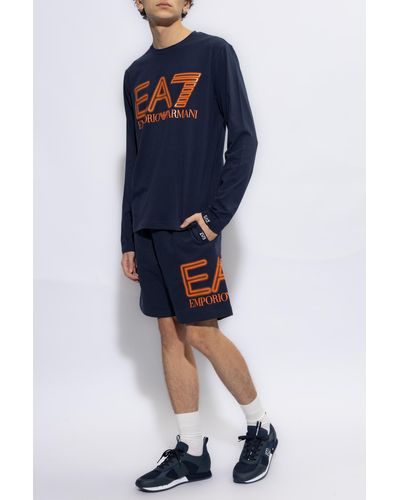 EA7 T-shirt With Long Sleeves, - Blue