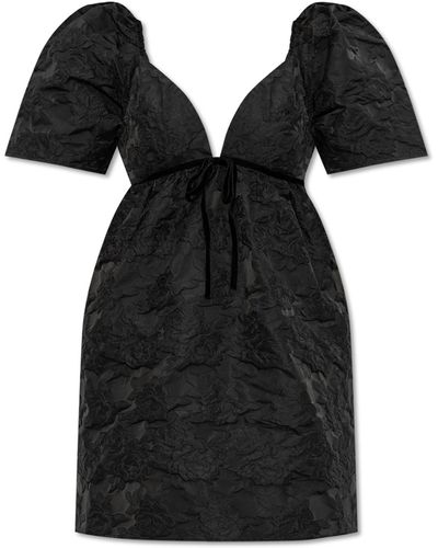 Ganni Floral Pattern Dress, - Black