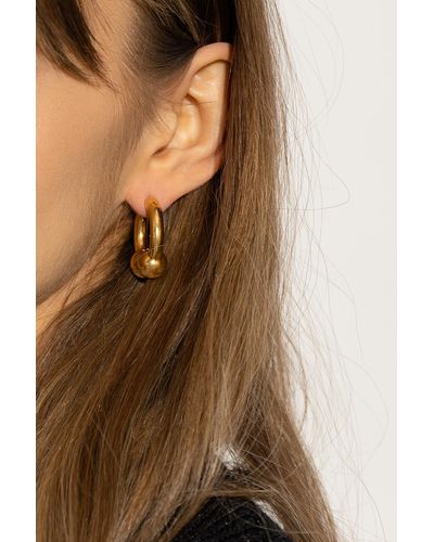 Balenciaga Brass Earrings - Brown