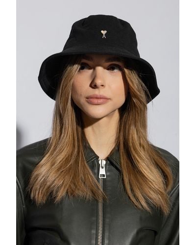 Ami Paris Cotton Bucket Hat, - Black