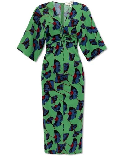 Diane von Furstenberg 'valerie' Floral Dress, - Green