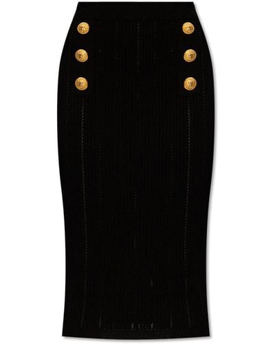 Balmain Striped Skirt, - Black