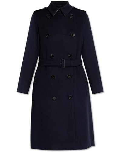 Burberry Cashmere Trench Coat, - Blue
