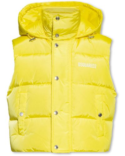 DSquared² Down Vest With Logo - Yellow