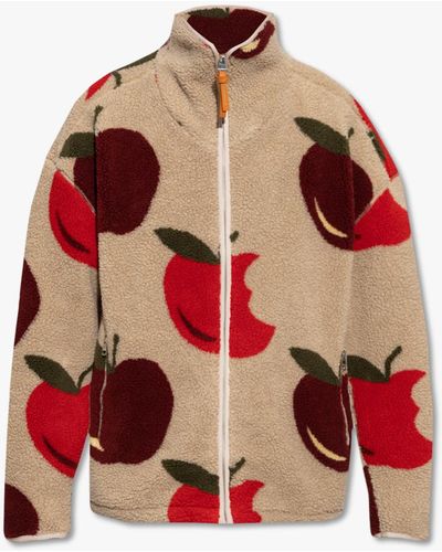 JW Anderson Fleece Jacket With Fruit Motif - Red