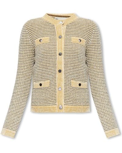 Tory Burch Cardigan With Metallic Threads - Natural
