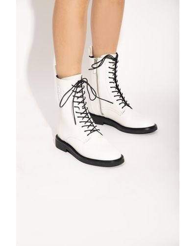 Tory Burch ‘Double T’ Combat Boots - White