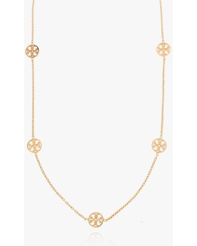Tory Burch 'miller' Necklace With Logo, - White