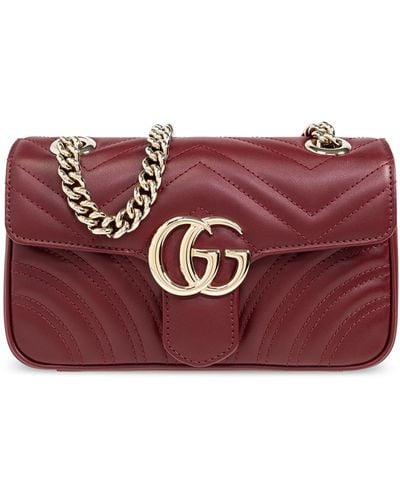 Gucci Quilted Shoulder Bag 'GG Marmont Mini', - Purple