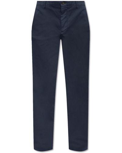 PS by Paul Smith Trousers With Logo Patch, - Blue