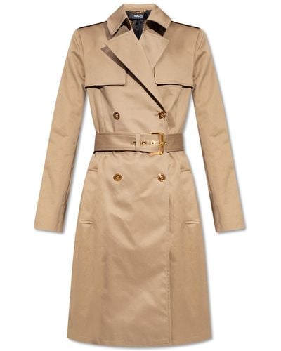Versace Cotton Trench Coat, - Natural