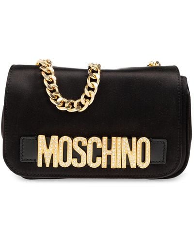 Moschino Satin Shoulder Bag, - Black
