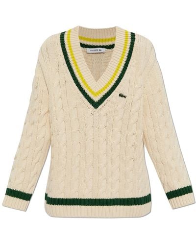 Lacoste Sweater With Logo, - Natural