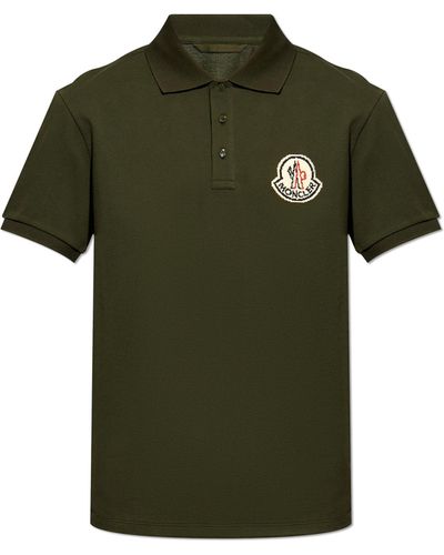 Moncler Polo With Logo Patch - Green