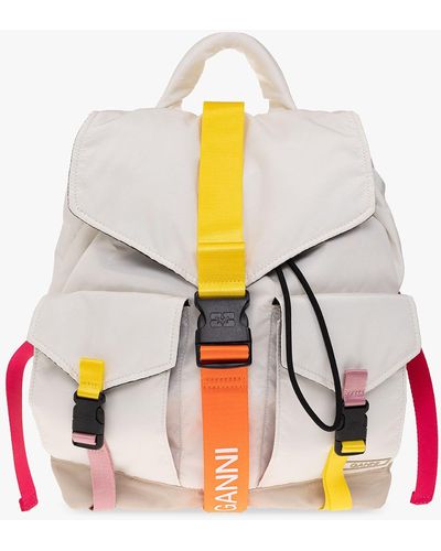 Ganni Backpack With Logo - White