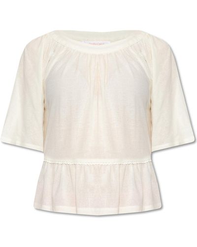 See By Chloé Top With Short Sleeves - Natural