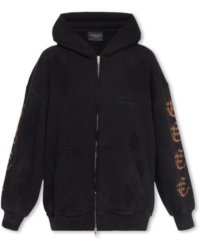 Balenciaga Hoodie With Discolored Effect - Black