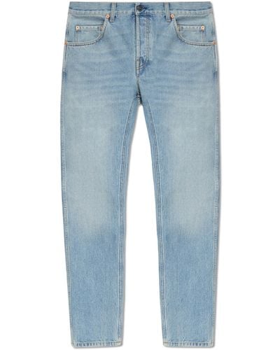 Gucci Jeans With Pocket Appliqués, - Blue