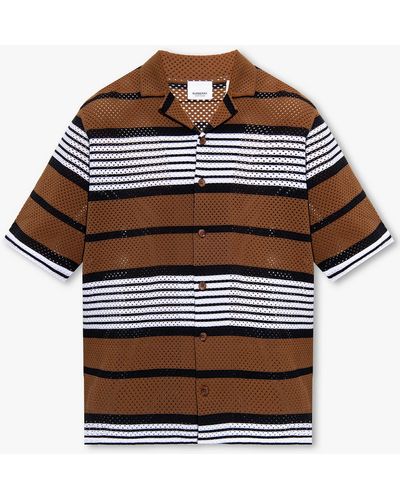 Burberry Short-sleeve Stripe Print Nylon Oversized Shirt - Brown