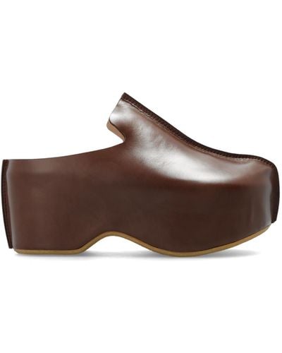 JW Anderson Leather Clogs On High Platform, - Brown