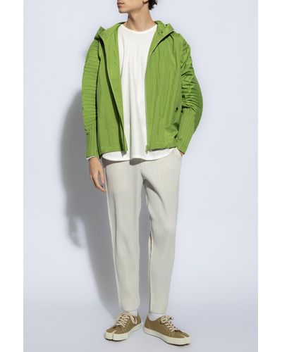 Homme Plissé Issey Miyake Jacket With Pleated Sleeves - Green