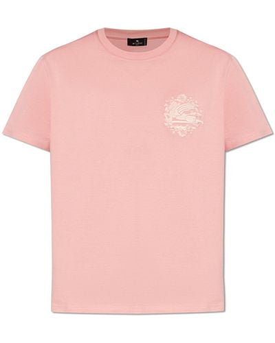 Etro T-shirt With Logo, - Pink