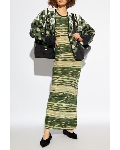 Munthe Striped Pattern Dress, - Green