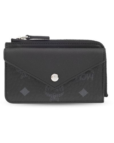 MCM Card Holder With Logo, - Black