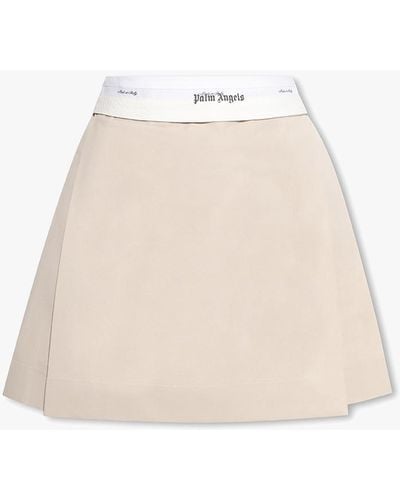 Palm Angels Skirt With Logo - Natural