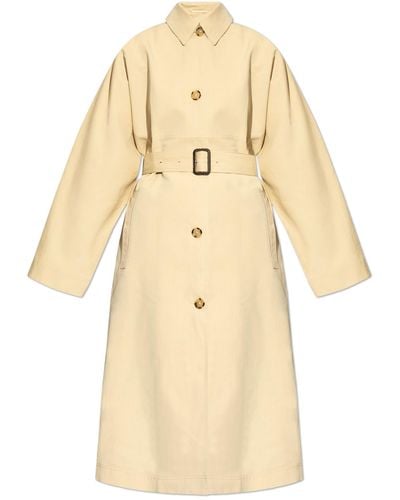 Totême Coat With Silk Finish, - Natural