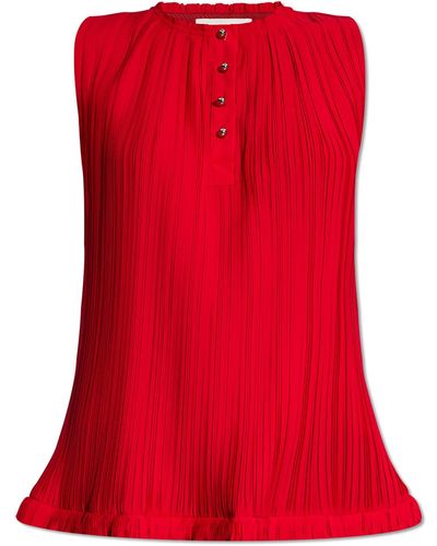 Lanvin Pleated Sleeveless Top, - Red