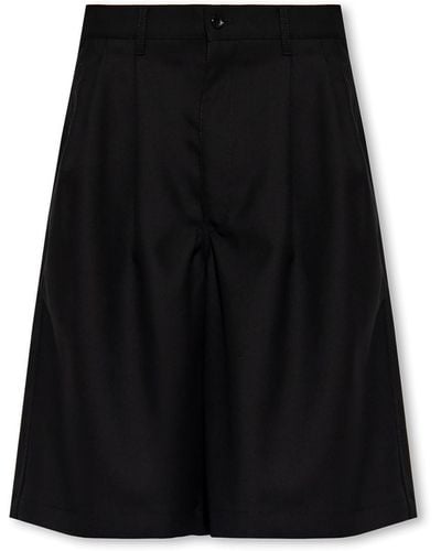 Comme des Garçons Wool Shorts With Tucks - Black